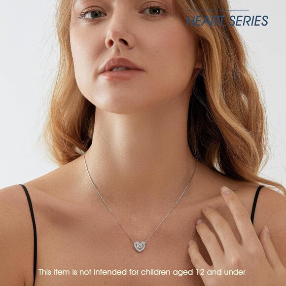 Love Heart Pendant Necklace 1 Carat Moissanite Silver Gift for Daughter - Picture 2 of 8